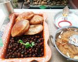A picture of step 5 of Kala Chana-Puri-Sooji Halwa for Kanjak Pujan.