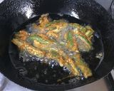 A picture of step 4 of Bhindi Kurkuri.