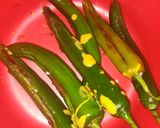 A picture of step 1 of Mirchi pakoda.