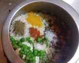 A picture of step 2 of Matar pulao with boondi ka rayta.