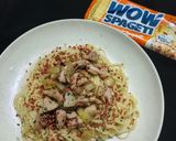Foto langkah ke 6 dari resep Spaghetti Wow Carbonara Topping Ayam Bombay.