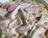 Hình bước làm 5 của món Mỳ ý sốt kem gà nấm