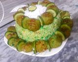 A picture of step 10 of Green biryani with kofta cake🍽.