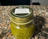 A picture of step 3 of Zucchini Spaghetti with Basil Pesto, Crumbled Feta, Almonds, and Pine Nuts.