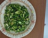A picture of step 1 of Bitter gourd with chana dal masala.