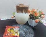 A picture of step 2 of Dalgona coffee with coffee mate.
