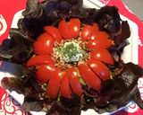 Une image de l'étape 9 de Salade composée feuille de chêne tomates riz et carottes cœur de mozzarella.