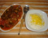 A picture of step 11 of Persian Okra stew with beef.
