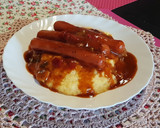 Foto del paso 8 de la receta: 😊¡Polenta sencilllita con salsa tomate y salchichas asadas!