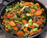 Une image de l'étape 14 de Bœuf aux poireaux, carottes et tomates (au bouillon de butternut).
