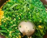 A picture of step 2 of Pumpkin Greens with Mung dal.