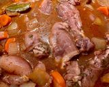 A picture of step 6 of Coq Au Vin.