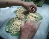 A picture of step 4 of Rikwach/colcasia leaves pakora.