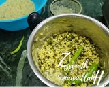 A picture of step 1 of Green Gram and Yellow Lentils with Spring Onion Pakoras.