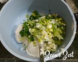 A picture of step 2 of Black Gram Fritters with Leek.