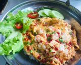 รูปขั้นตอนการทำที่ 3 ของ ข้าวไข่ข้นหน้ากุ้งพริกขี้หนู