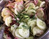 Une image de l'étape 8 de Concombres à la crème,jambon blanc,tomates séchées et basilic frais.