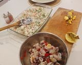 Foto del paso 7 de la receta: Ensaladilla con Calamar, infusión Marina y Piquillos al Ajillo