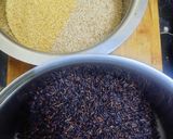 A picture of step 1 of Black rice, Kodo millet, foxtail millet thattu idly.