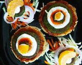 A picture of step 7 of Hot & Tangy Cheakpea Spinach Tikki Open sandwich.