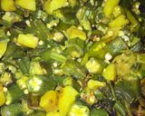A picture of step 4 of Bhindi fry with potato.