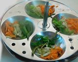 A picture of step 3 of Tri color Millet Veggie Idlis.