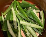 A picture of step 1 of Kurkuri bhindi.