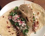 A picture of step 4 of Tacos de Machaca.