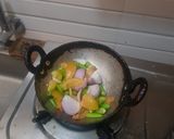 A picture of step 3 of Chenikkaya pachadi.