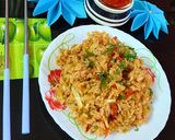 A picture of step 3 of Schezwan Rice.