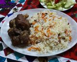 عکس مرحله 1 از دستور قابلی پلو غذای خوشمزه افغانستان😋🍖🍚