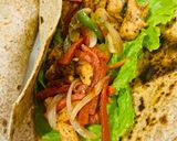 A picture of step 4 of Chicken Fajita wrap.