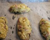 Foto del paso 7 de la receta: Tortas de patata, jamón, champiñones y queso