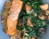 A picture of step 3 of Baked Salmon with spinach and mushroom.