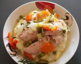 Foto del paso 4 de la receta: Pollo arvejado con puré