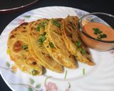 A picture of step 14 of Quesadillas in two different ways (Aloo/ vegetables).