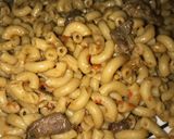 A picture of step 3 of Brown macaroni with beef meat.