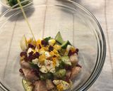 A picture of step 13 of Taro, Sweet Potato, Cucumber, and Cranberry Salad (with Egg and Fresh Basil).