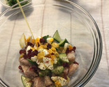 A picture of step 13 of Taro, Sweet Potato, Cucumber, and Cranberry Salad (with Egg and Fresh Basil).