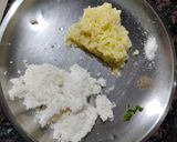 A picture of step 1 of Sama ke chawal ki tikki stuffed with potato and raisins.