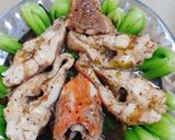 Hình bước làm 3 của món Cá điêu hồng hấp cải thìa