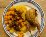Une image de l'étape 7 de Caille au four avec polenta crémeuse et butternut rôti.