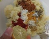 A picture of step 1 of Masala cheese and corn toast.