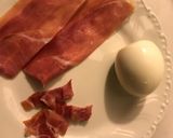 A picture of step 2 of Noodle Soup with Serrano Ham and Hard-Boiled Egg.