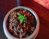 A picture of step 4 of Paneer Lalmath/lal saag.