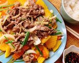 Hình bước làm 3 của món Đu đủ xào bò