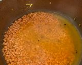 A picture of step 1 of Masoor Dal Bharta with North Indian Style Chapati and Chatpata Mango Pickle.
