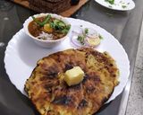 A picture of step 11 of Amritsari Chole with Amritsari Kulcha.