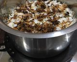A picture of step 12 of Veg Hyderabadi Biryani with Boondi raita.
