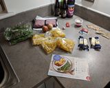 A picture of step 1 of Greek lamb pastitsio bake with rocket salad.